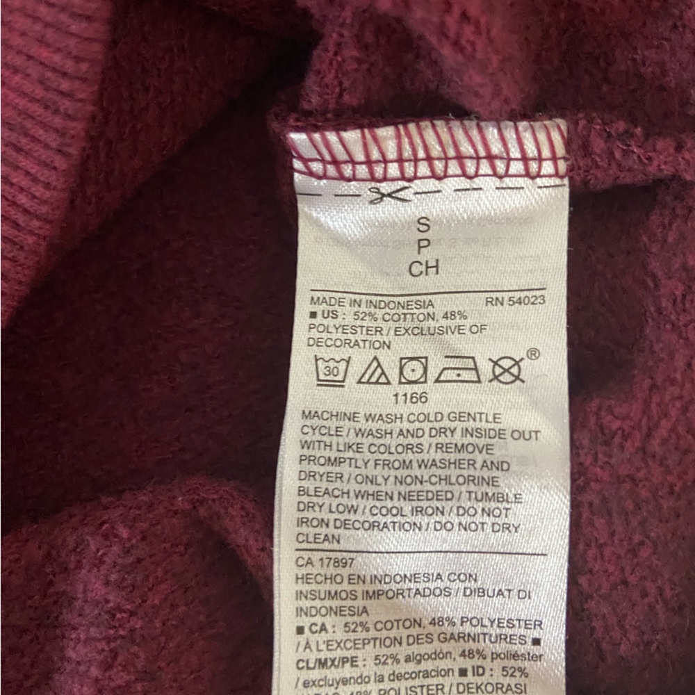 Old Navy Women’s Burgundy Peace Sign Sweatshirt Size Small - Picture 5 of 7